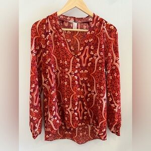 Forever 21 Contemporary Red Patterned Blouse
